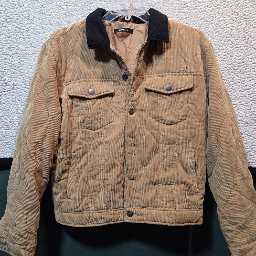 Men's Tan CORDUROY Quilted Farm/Ranch Style Jacket By NOVA Size MEDIUM.